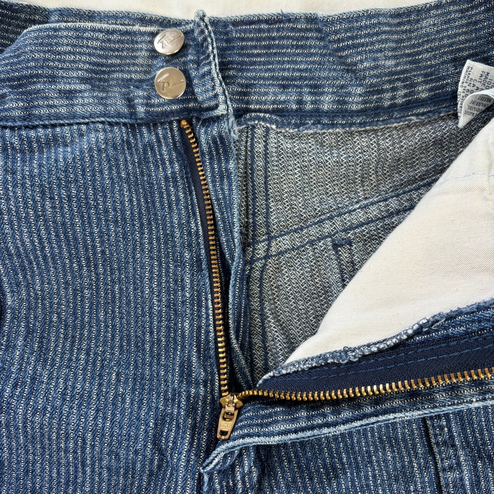 Vintage 90s Y2K High Rise Blue Hickory Stripe Denim Jean Shorts Small 26 - Picture 6 of 15